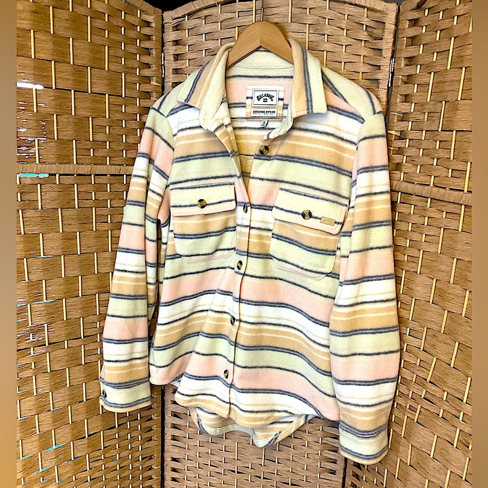 NWOT Billabong Stripped Fleece Flannel - Picture 2 of 14